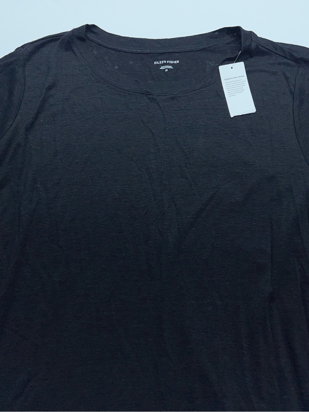 Eileen Fisher Organic Linen Jersey Crew Neck Long Sleeve Tee Womens 2X in Black - Picture 2 of 14